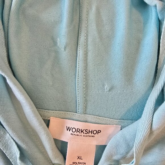 NWT Pretty Aqua Blue SS Pullover Hoodie Worshop Republic Clothing XL - Picture 11 of 16